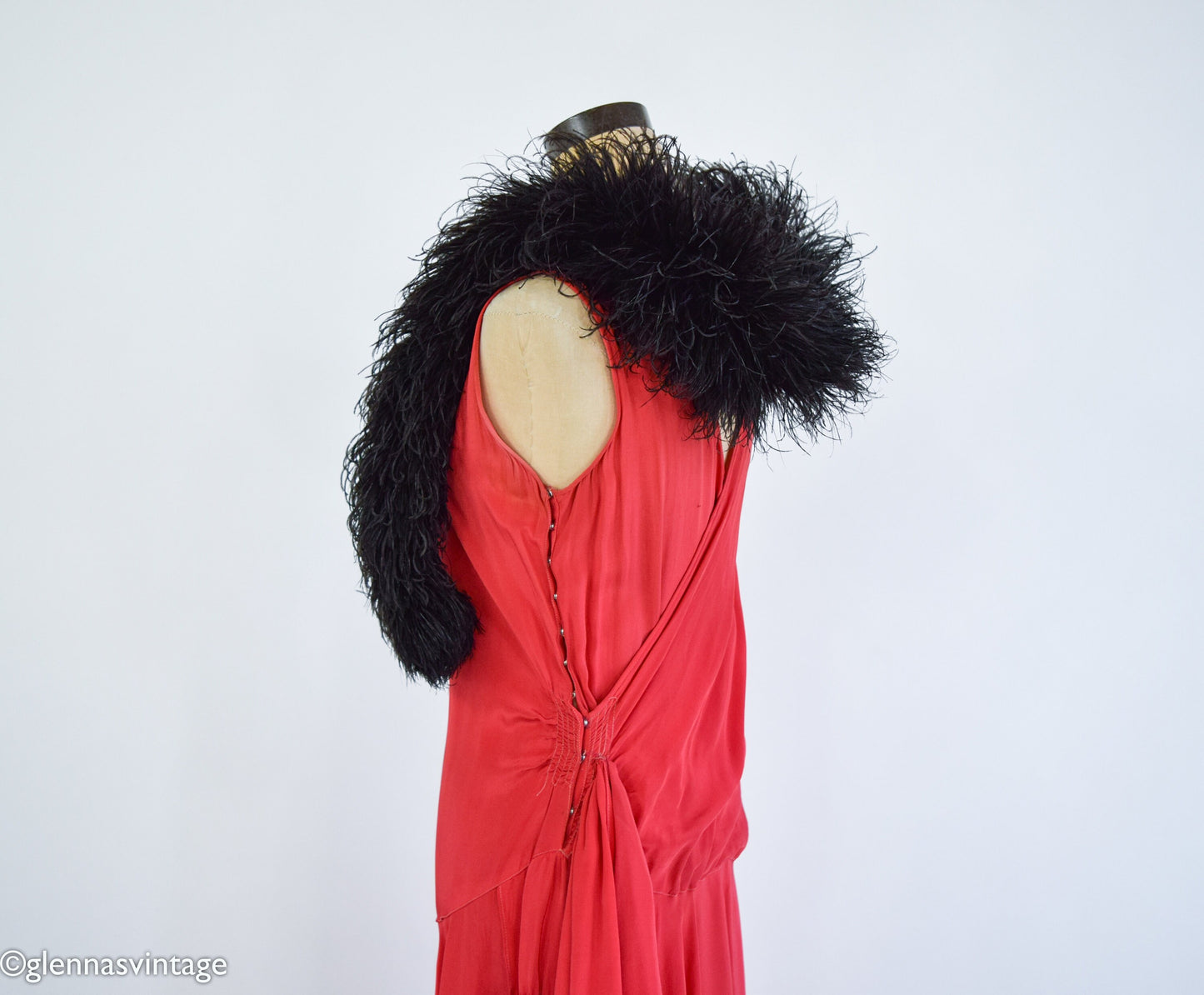 1900s Rare Black Ostrich Feather Stole, Edwardian Era Scarf