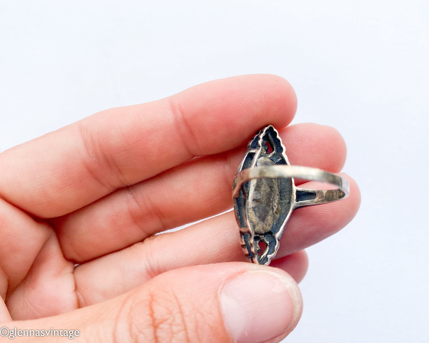 1960s Sterling Silver Marcasite Statement Ring | 7 1/2