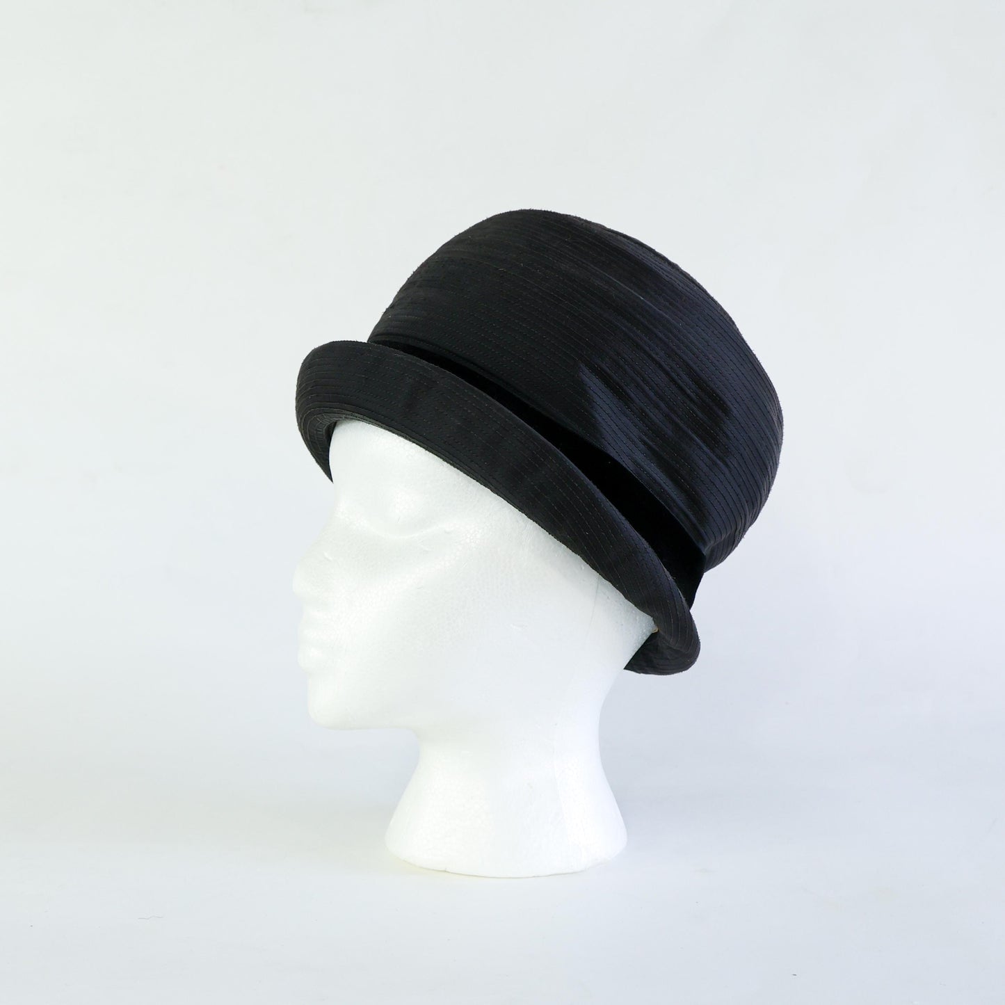 1960s Mr. Glenn Black Satin Feather Hat