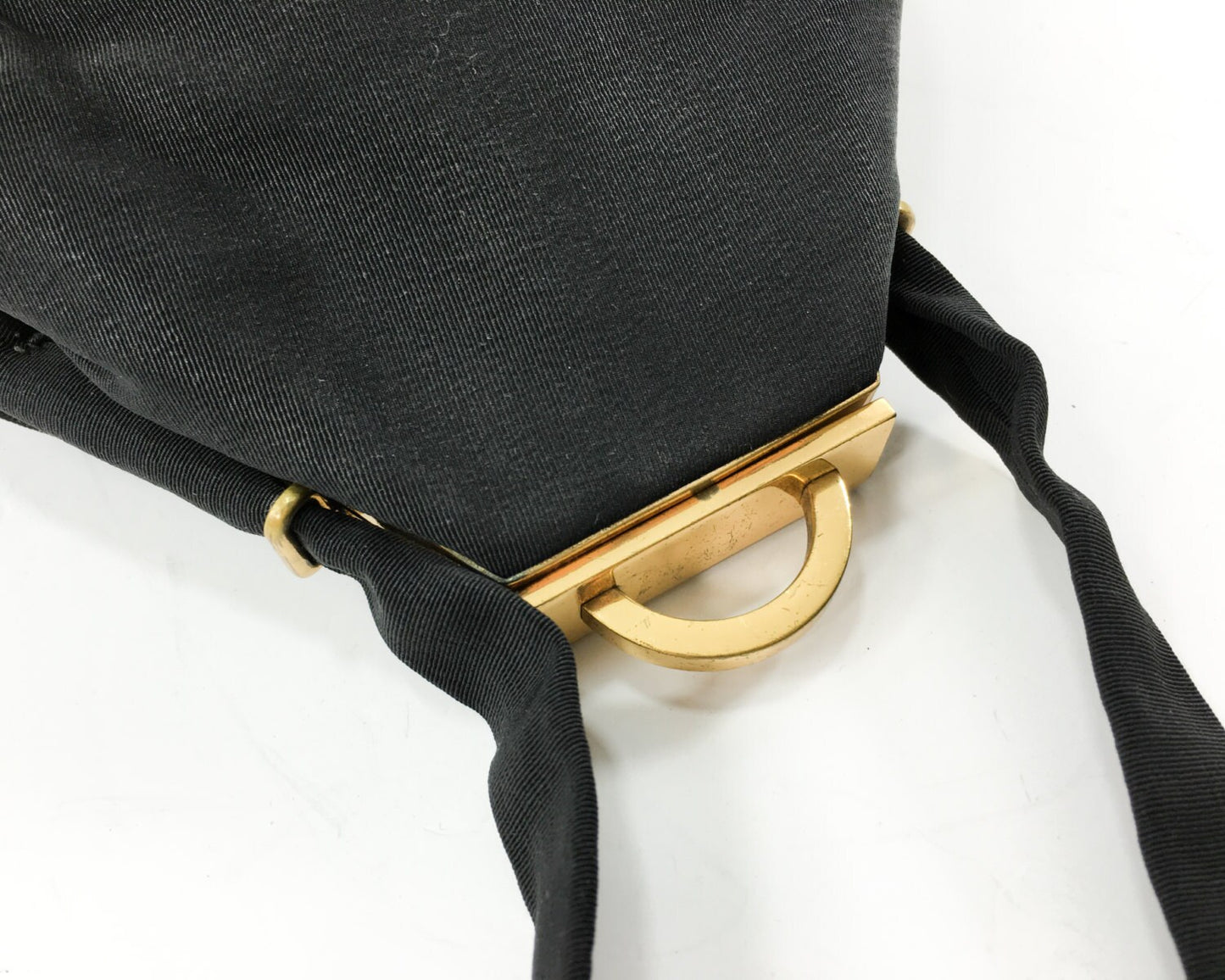 1940s Black Faille Handbag with Coin Purse & Mirror