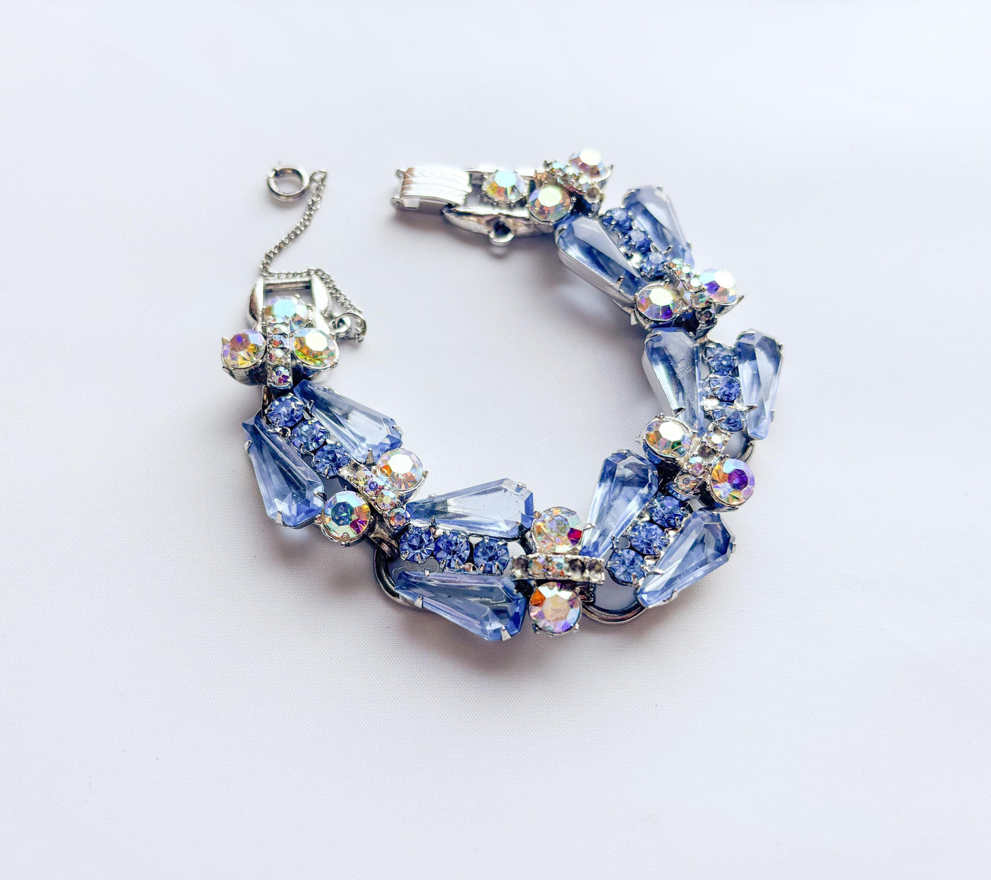 1960s Blue Rhinestone Bracelet | Evening Bracelet