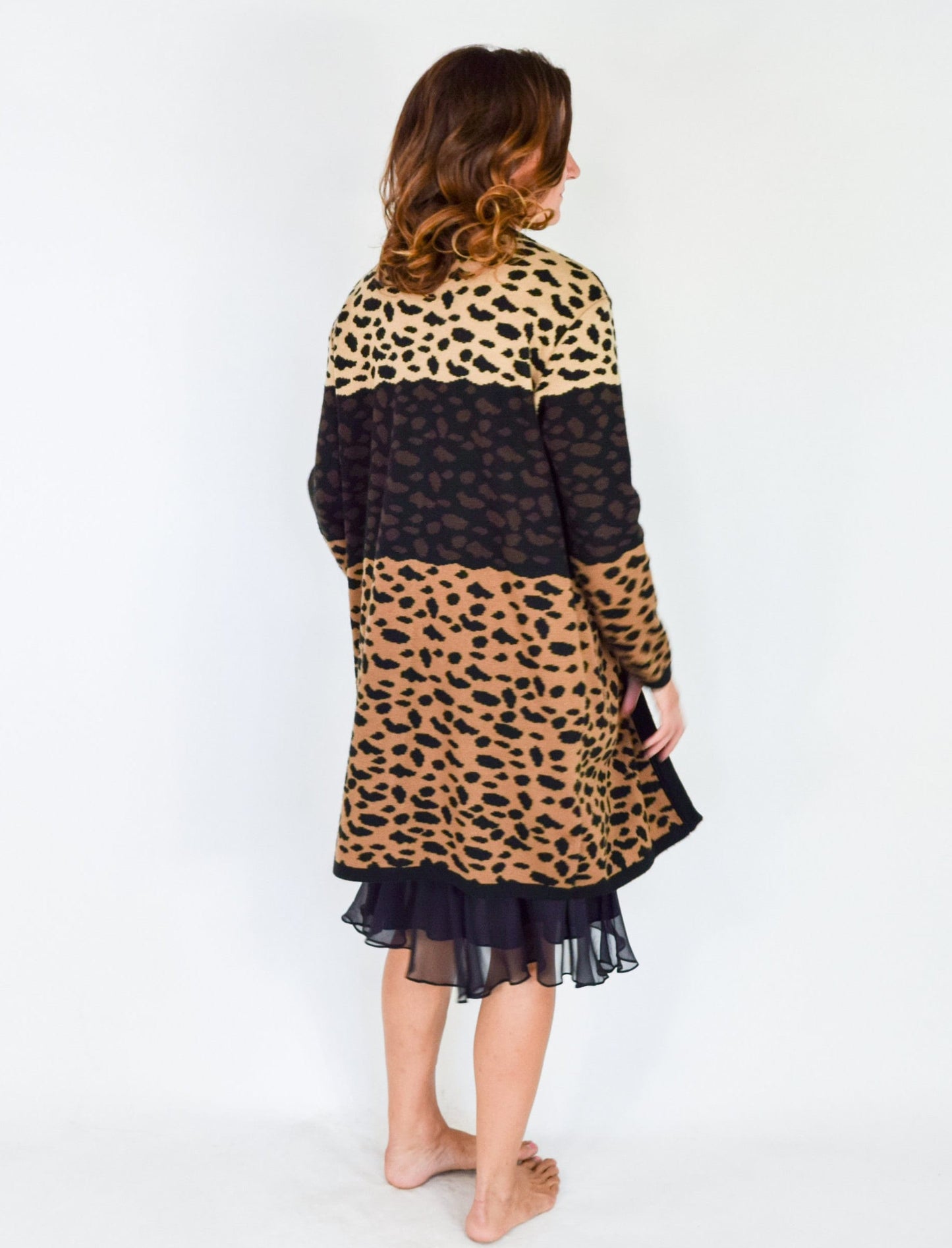1990s Leopard Print Cardigan Sweater Duster