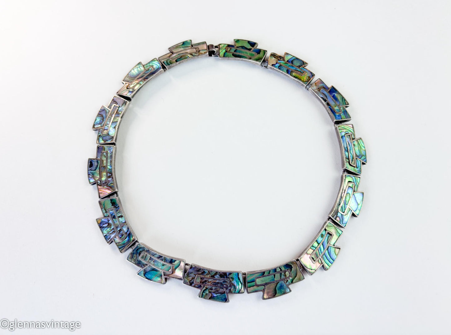 1950s Salazar Sterling Silver Abalone Collar Necklace, Mexico