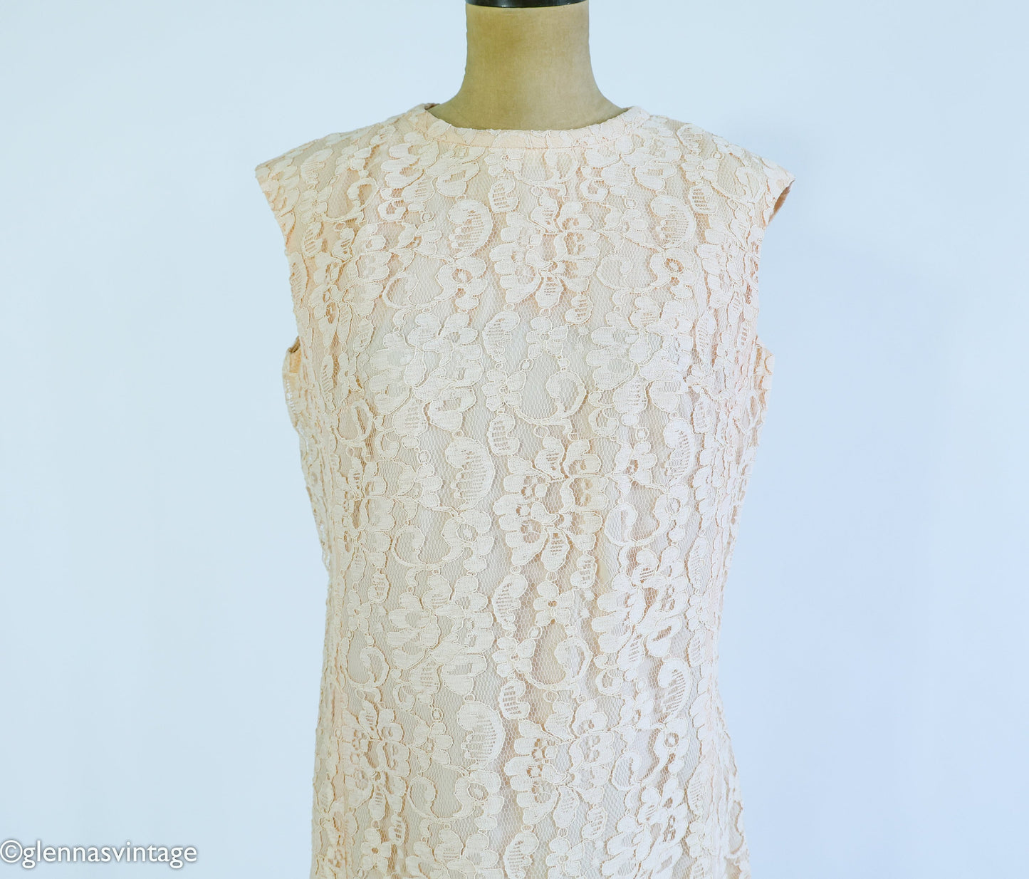 1960s Peach Lace Dress & Jacket Set, Wedding Ensemble, Large
