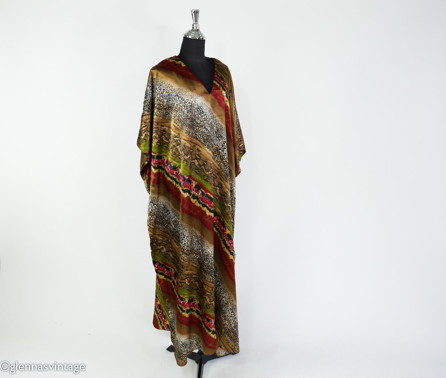 1990s Leopard Print Caftan | Vintage Plus Size Loungewear