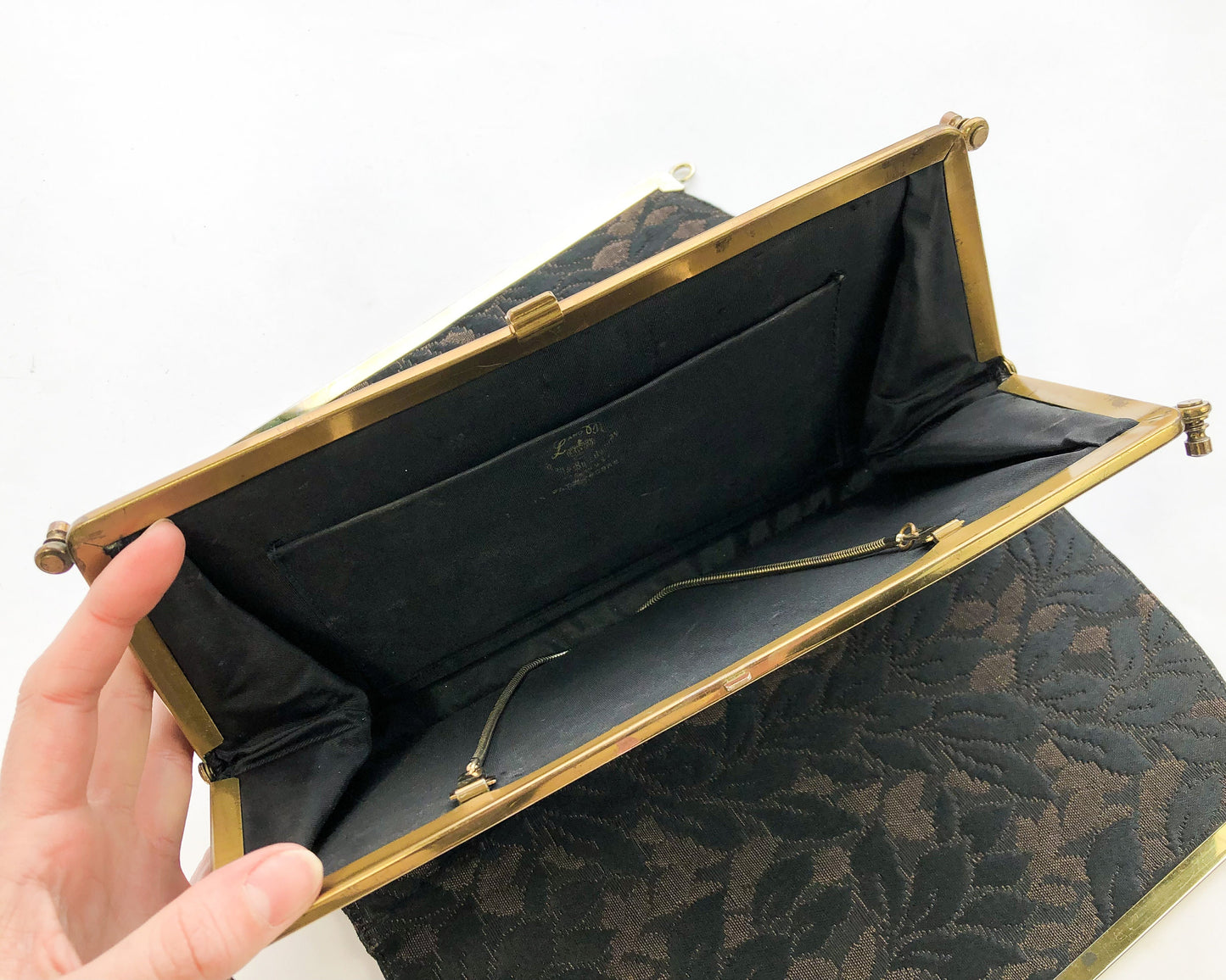 1960s Black Floral Convertible Purse Handbag