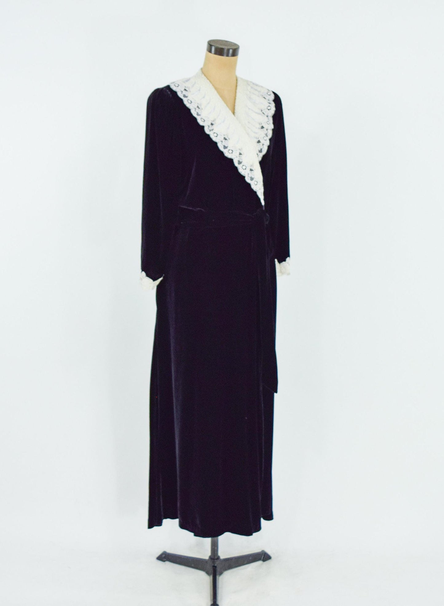 Christian Dior  1980s Black Velvet Dressing Gown, Medium