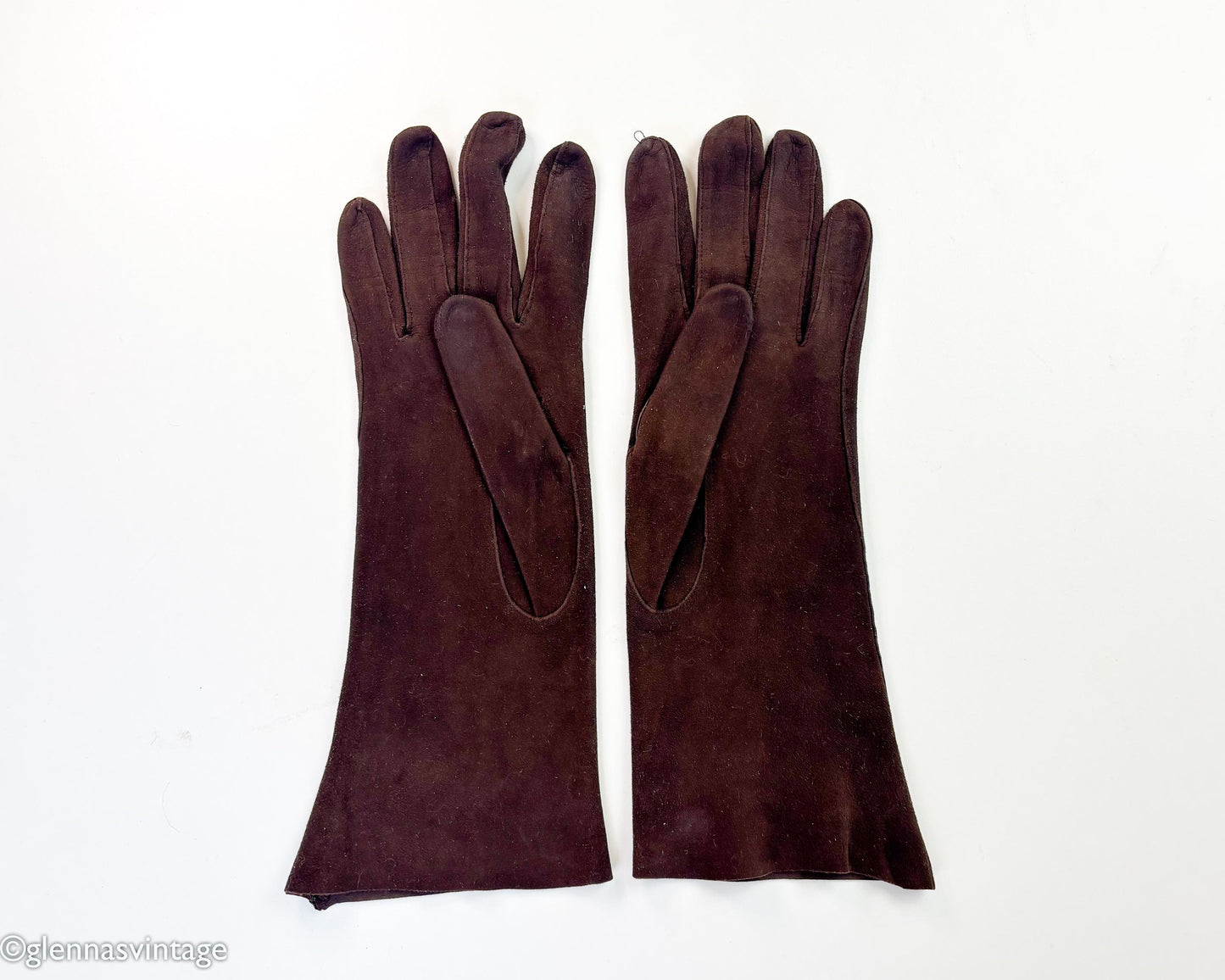 1950s Brown Suede Gloves, Size 6.5