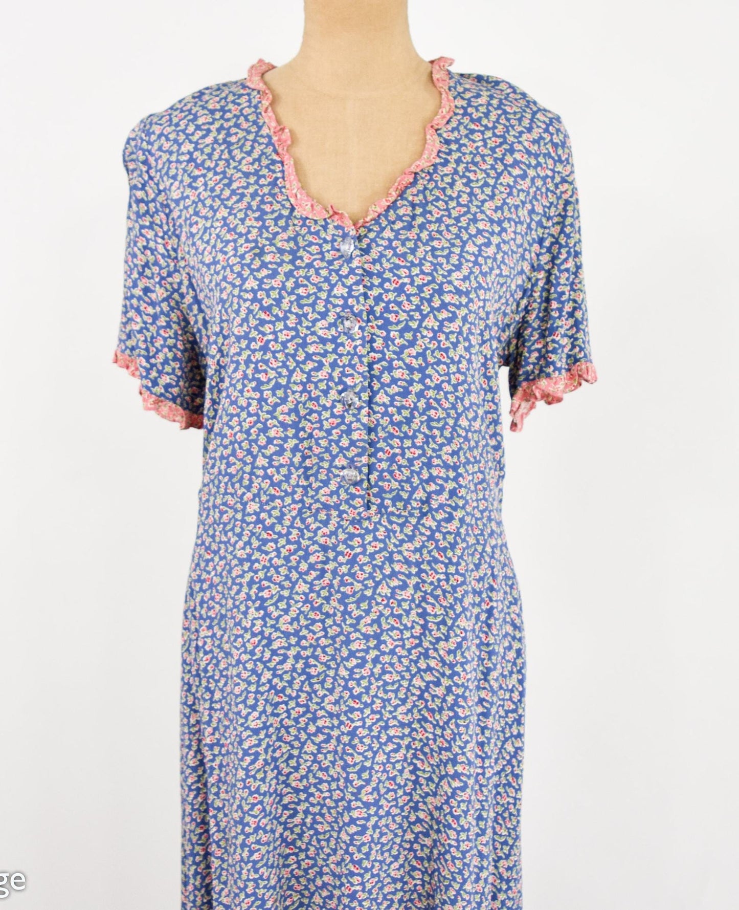 1990s Blue Flowered Dress | Bias Cut Dress, Medium