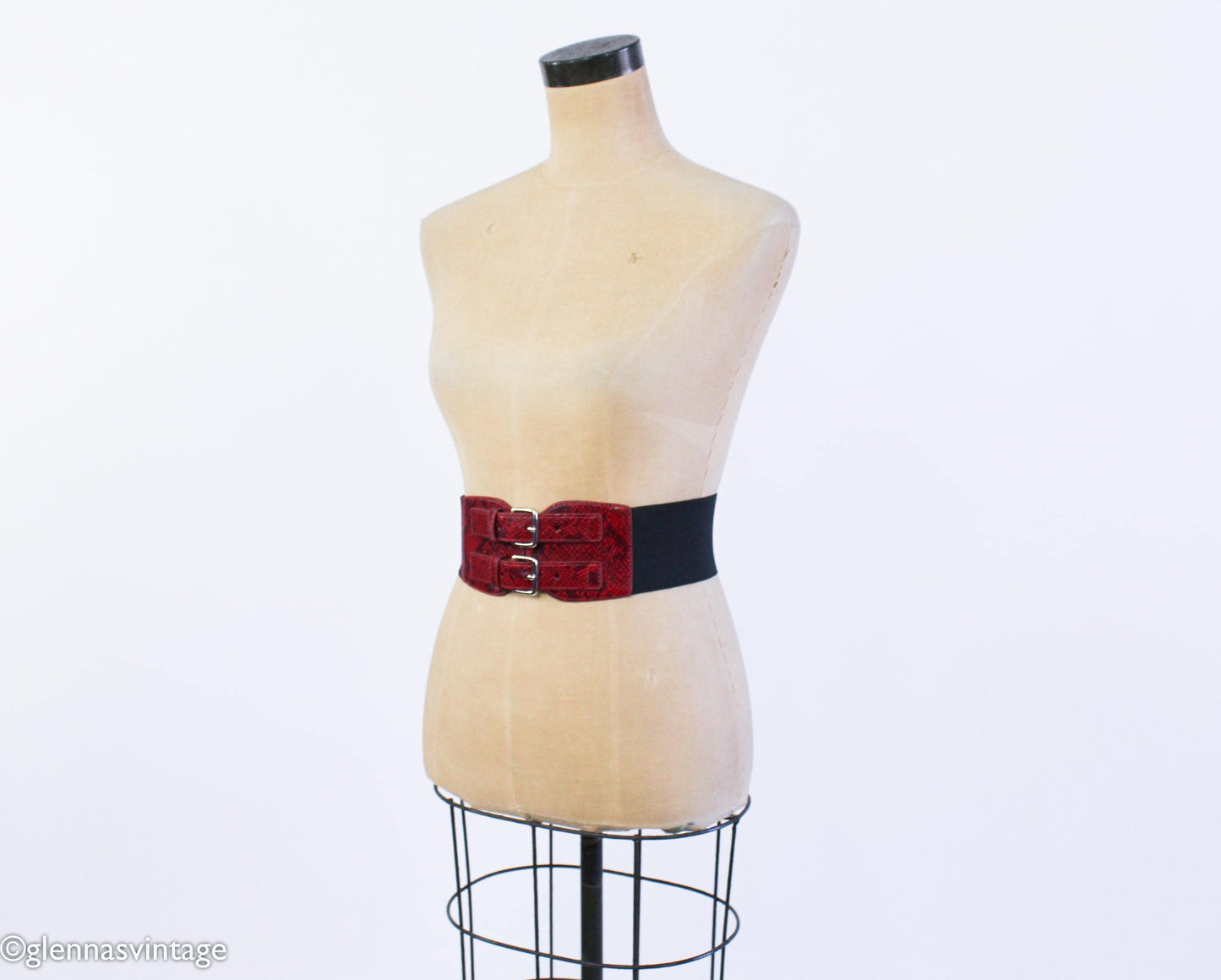 1980s Red Snakeskin Leather Belt, Steve Madden