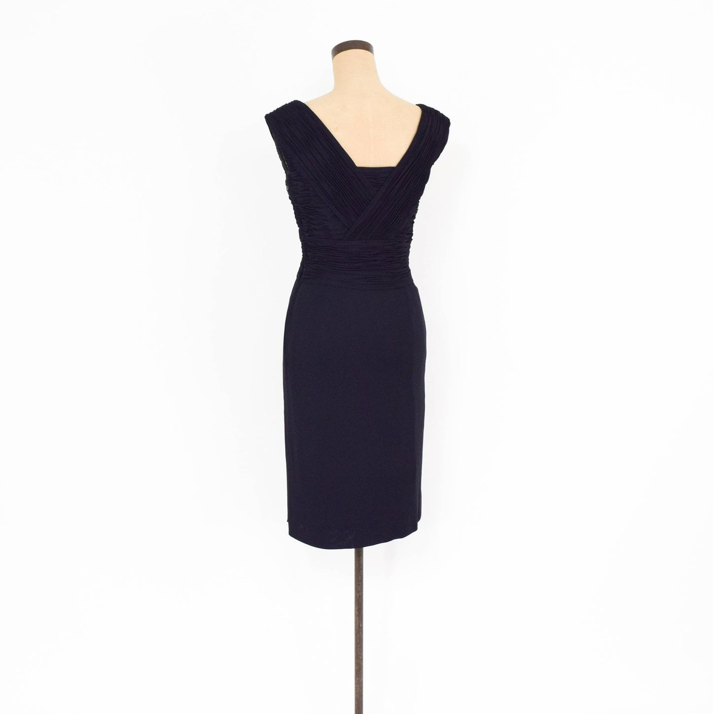 1940s Black Ruched Cocktail Dress | 40s Black Jersey Evening Dress | Wiggle Dress | Schrenders Germany | Medium