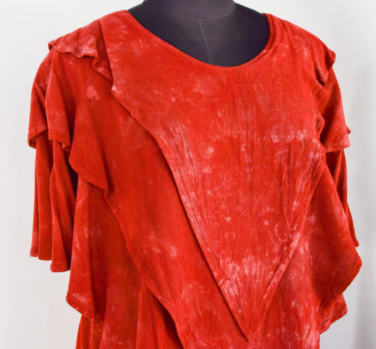 1980s Tie Dyed Orange Moroccan Cotton Maxi Dress, Extra Large