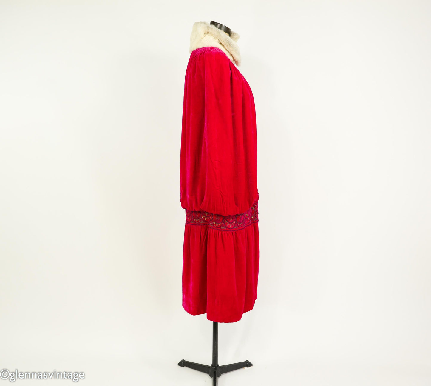 1900s Fuchsia Silk Velvet Cape, Antique Turn of the Century Evening Coat