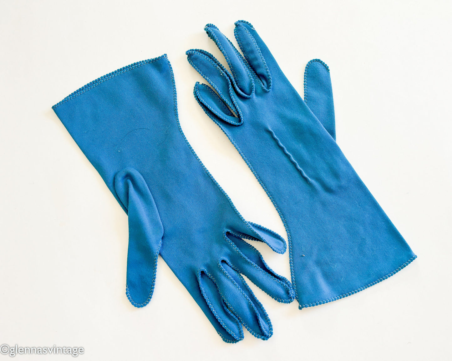 1950s Blue Aqua Gloves, Small
