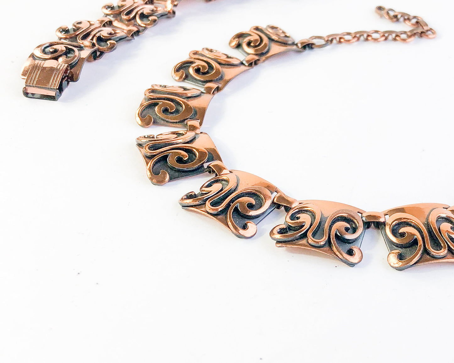 1960s Vintage Copper Jewelry Set | Butterfly Choker Necklace & Bracelet