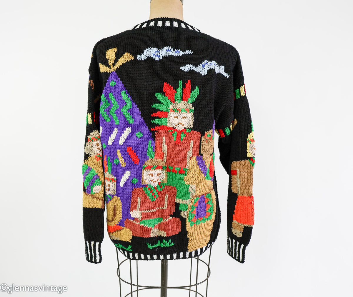 1980s Berek Native American Inspired Sweater,  Large