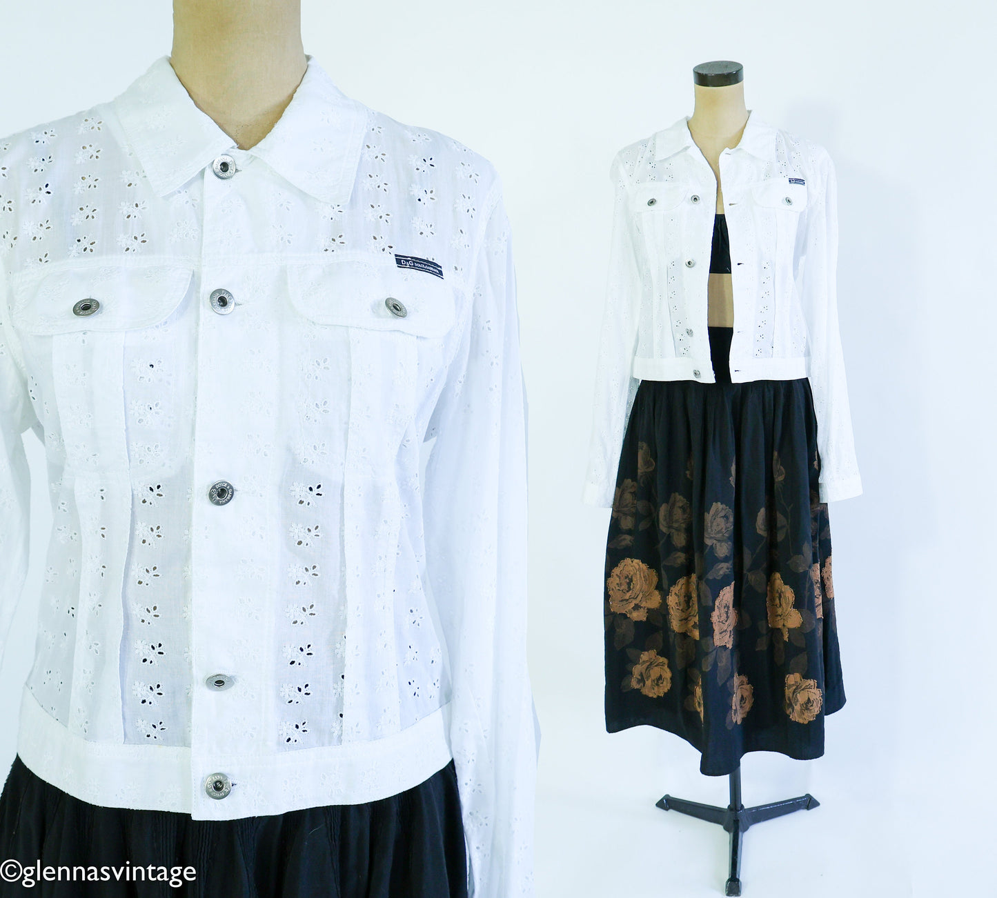 Dolce & Gabbana 1990s White Eyelet Jacket, Large