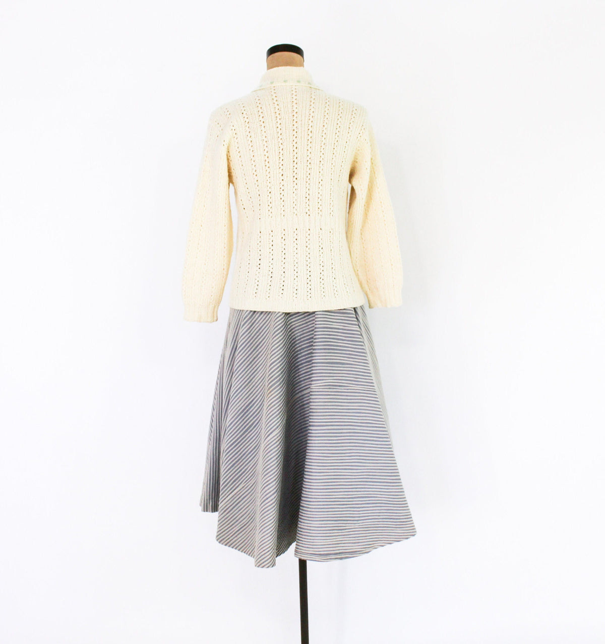 1950s Creme Wool Knit Cardigan, Medium