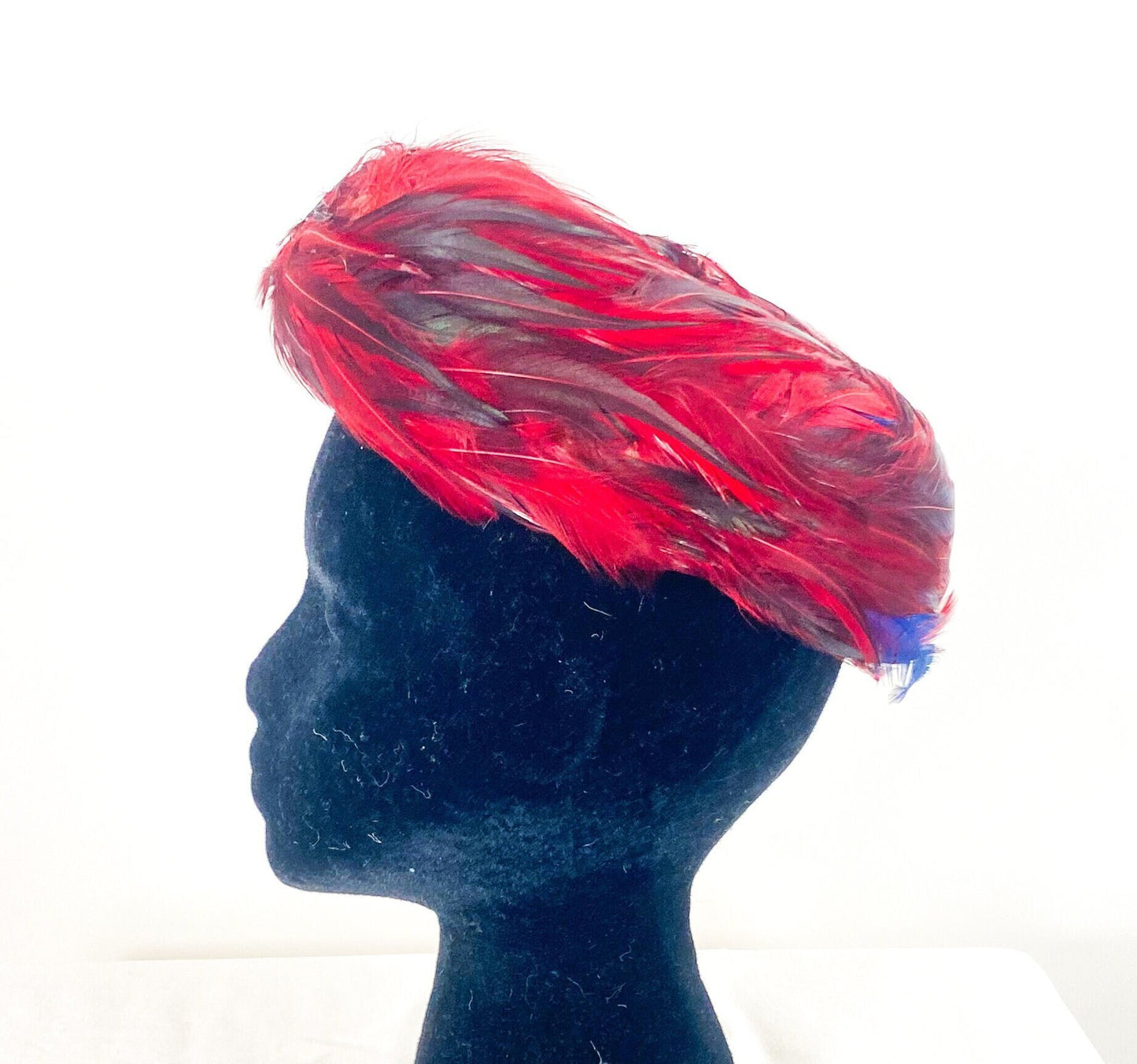 1950s Red Feather Saucer Hat