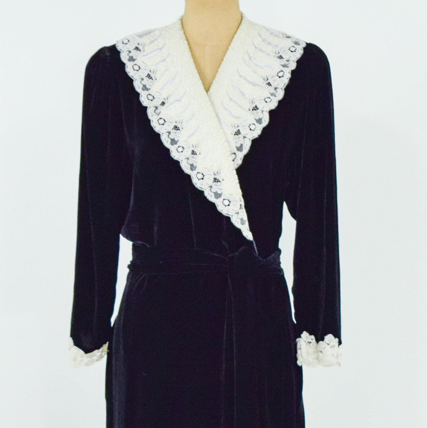 Christian Dior  1980s Black Velvet Dressing Gown, Medium
