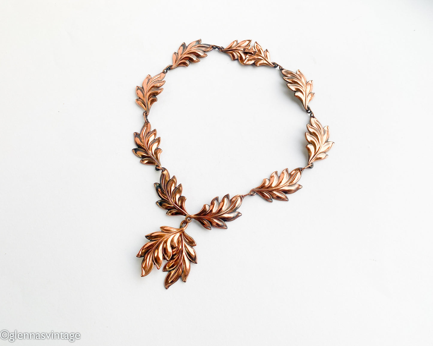 1950s Copper Leaf Necklace | Vintage Pendant Jewelry