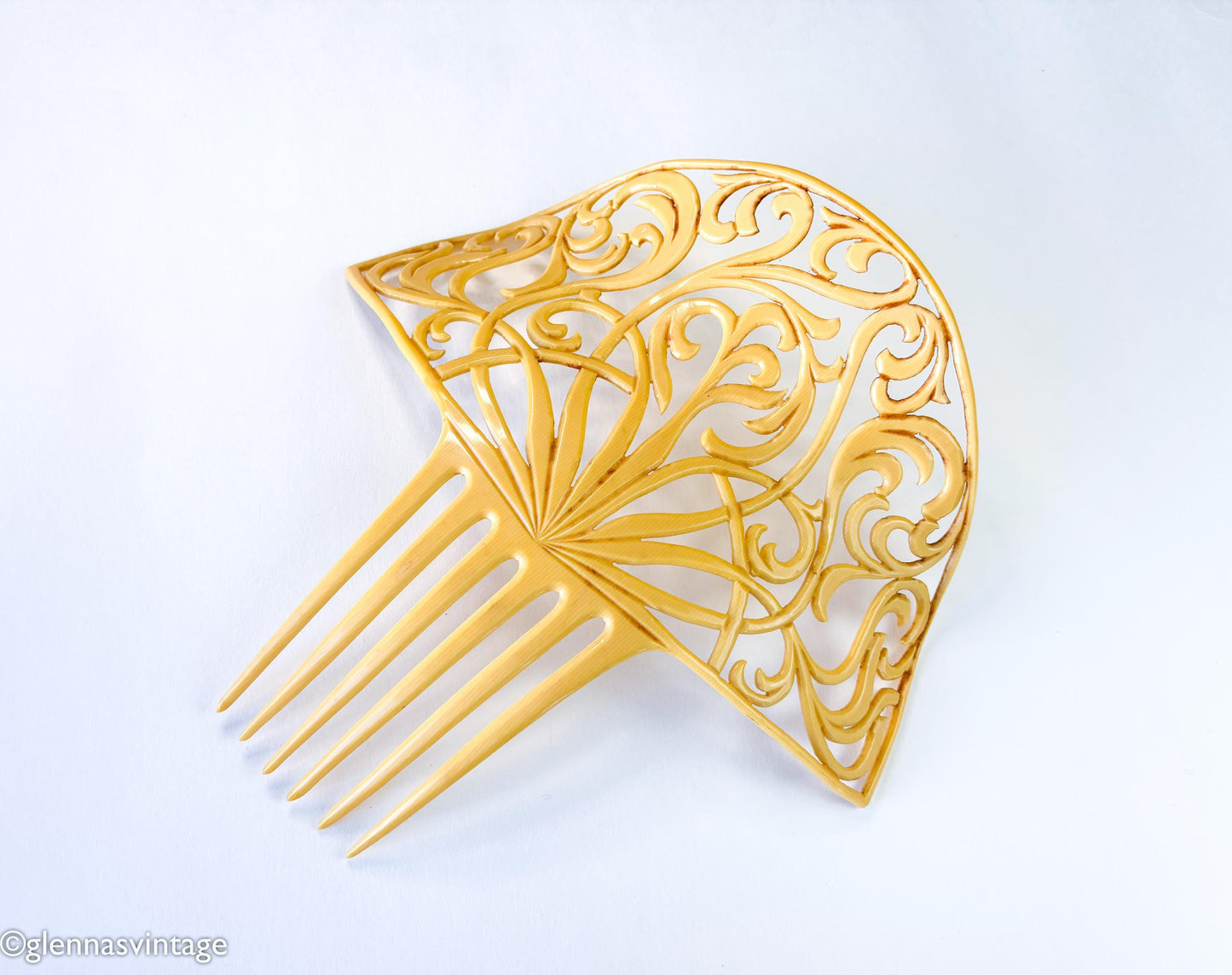 1920s Art Deco Hair Ornament | Celluloid Spanish Style Hair Comb