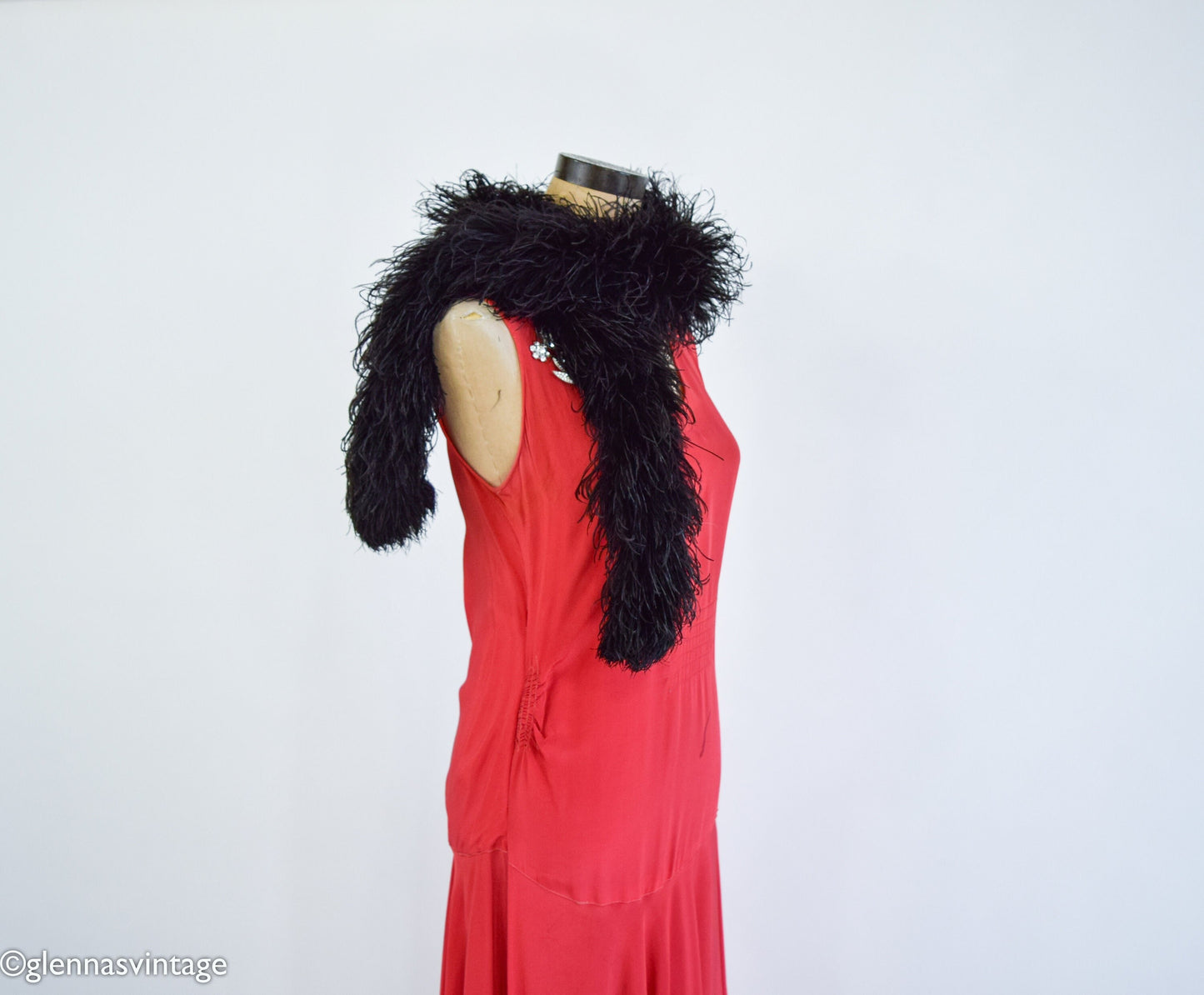 1900s Rare Black Ostrich Feather Stole, Edwardian Era Scarf