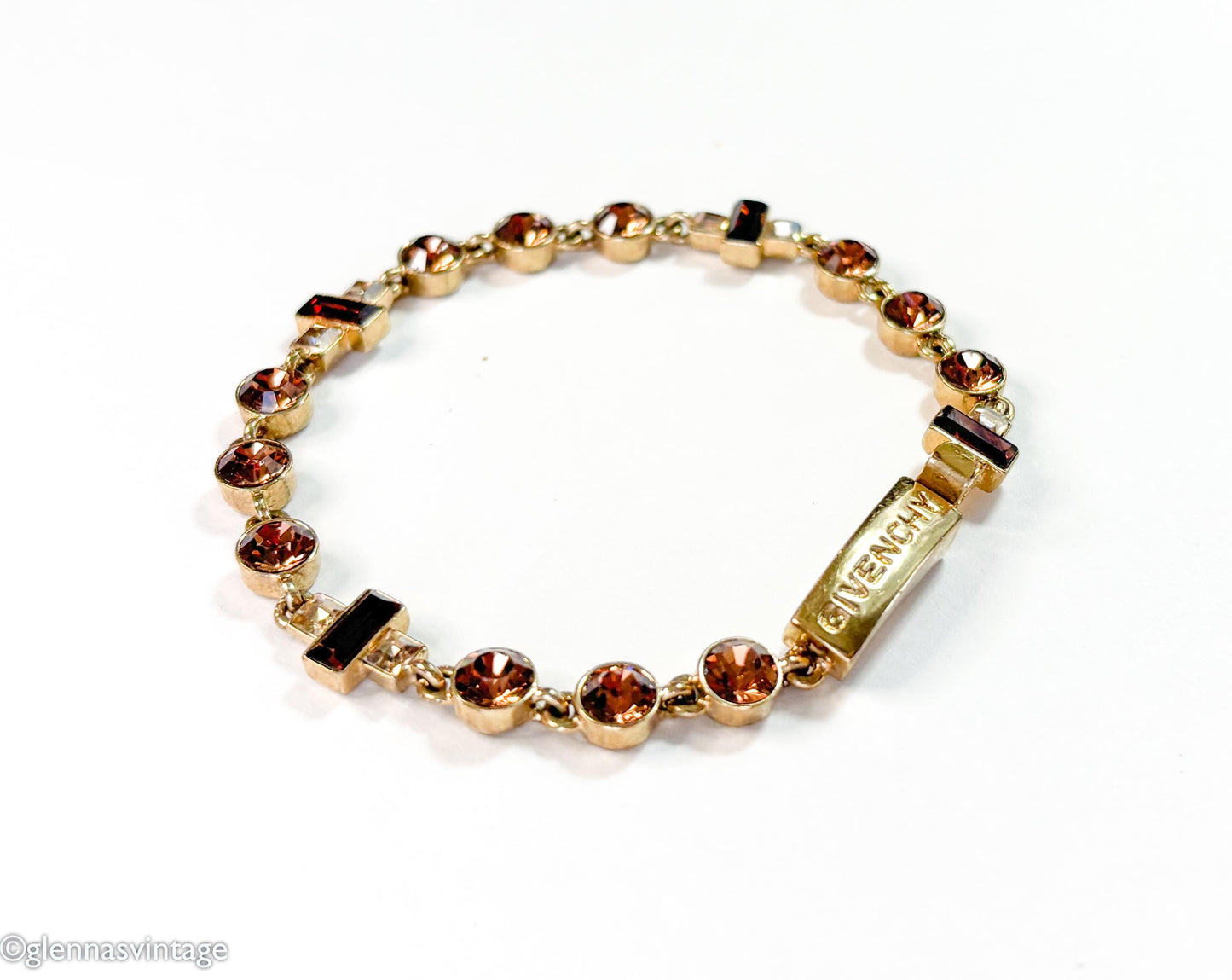 1990s Givenchy Gold & Root Beer Rhinestone Bracelet