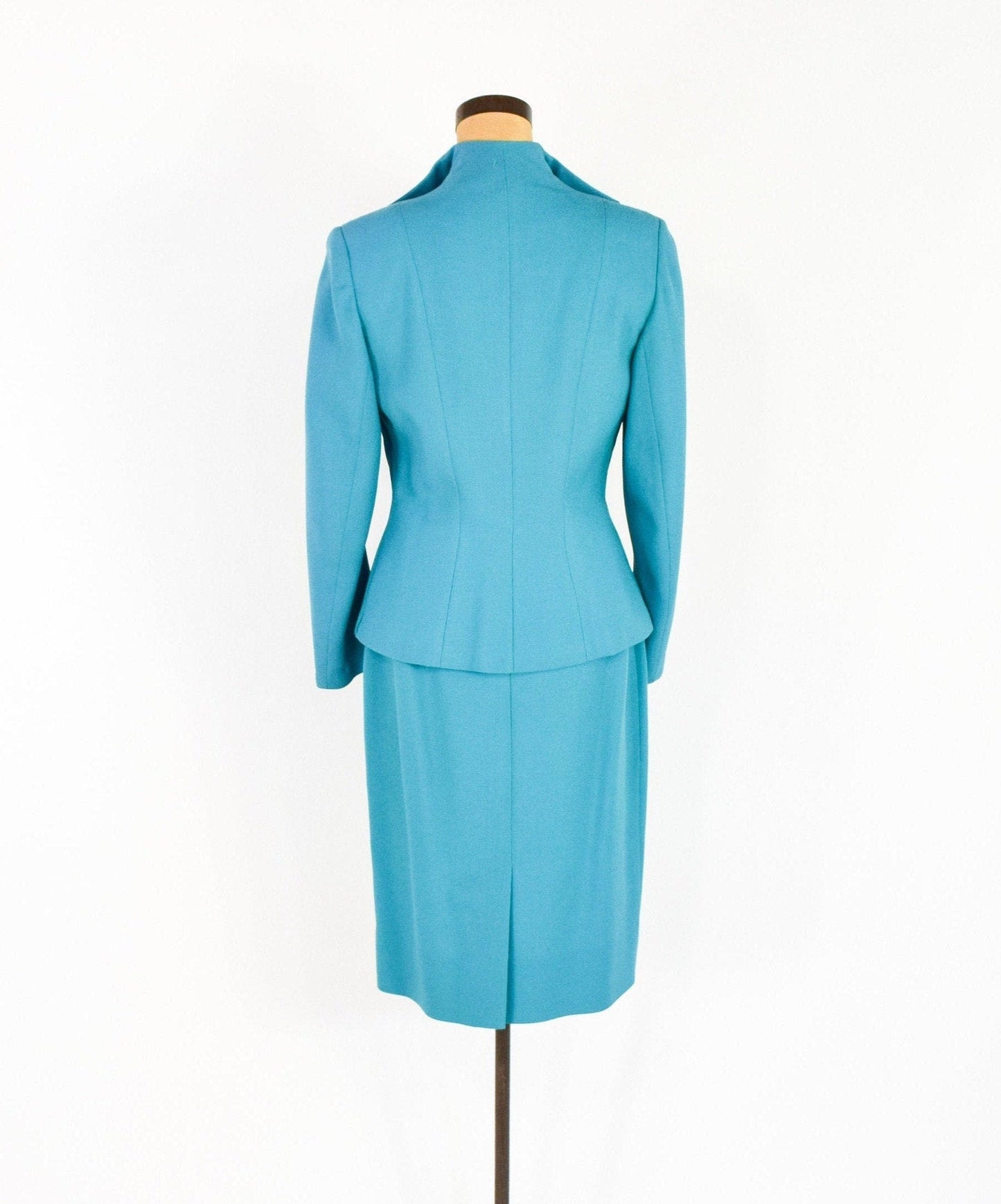 Lilli Ann | 1950s Blue Wool Crepe Suit | 50s Turquoise Blue Wool Crepe Suit | Lilli Ann | Medium