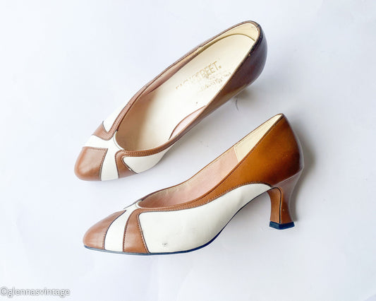1960s Brown & White Pumps | Brown White Heels, US 6.5W