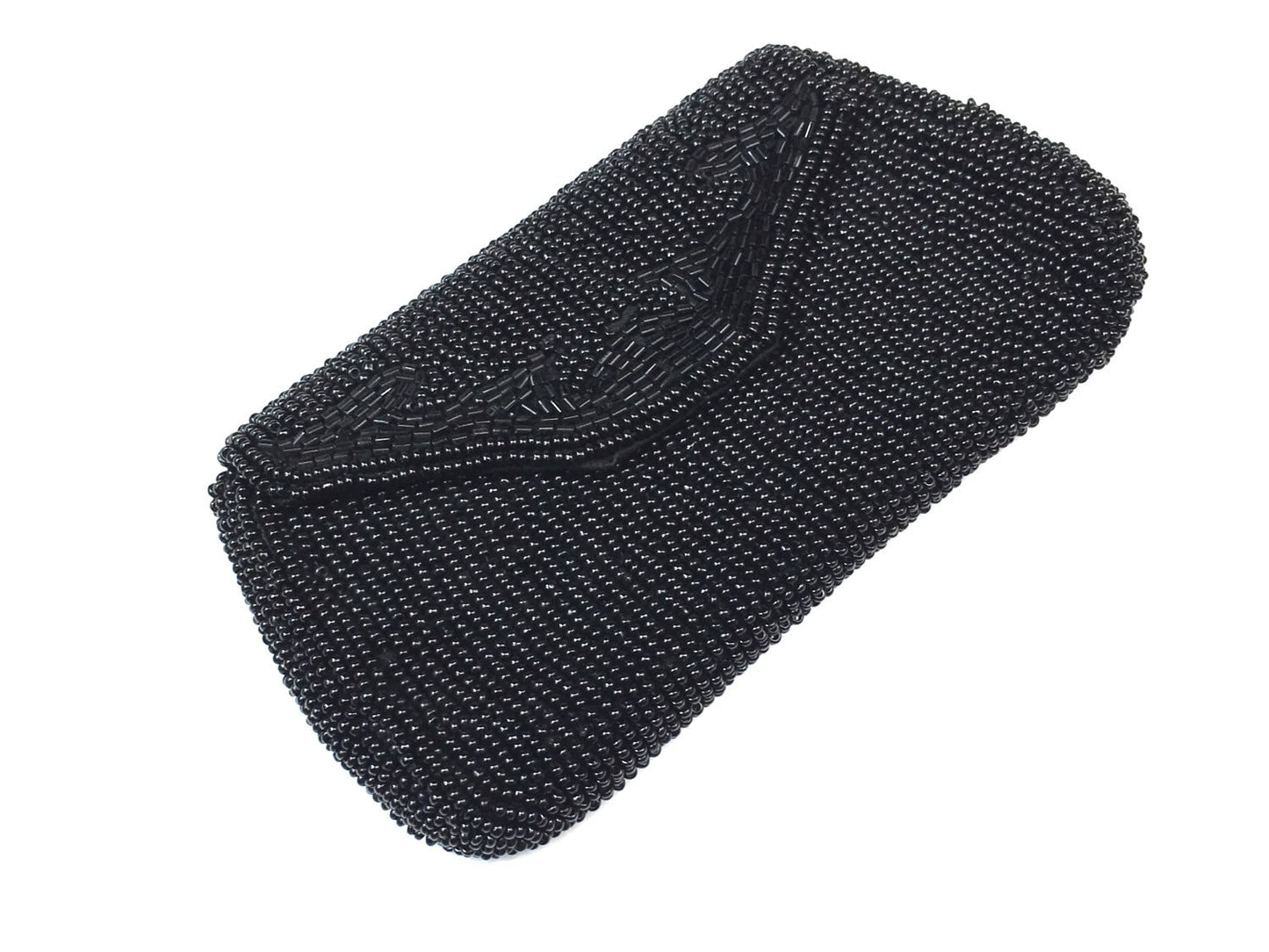 1950s Black Beaded Evening Clutch | Vintage Formal Bag