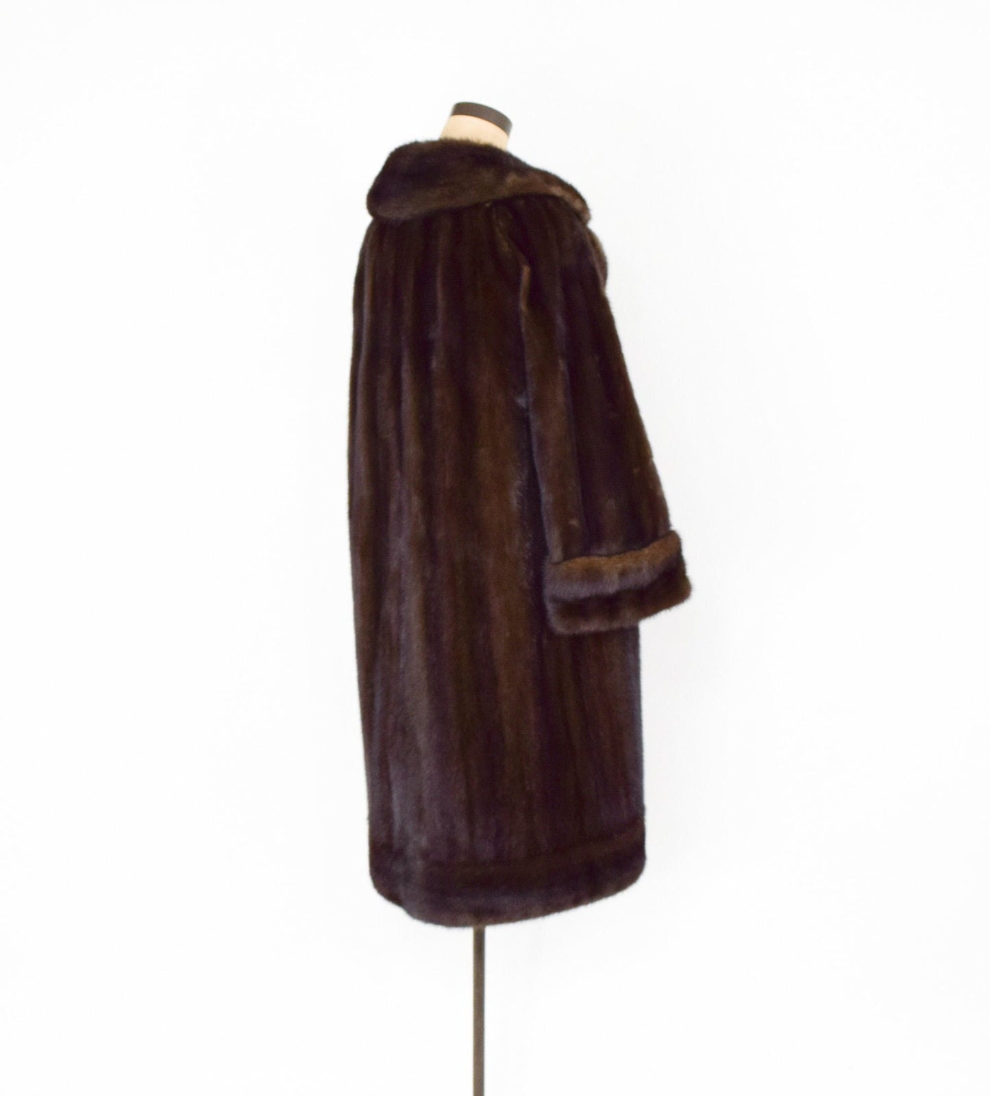 1950s Brown Mink Coat | 50s Dark Brown Mink Coat | Full Length Mink Coat | John Bros. N.Y. | Large