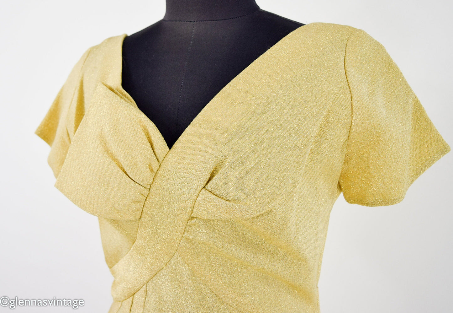 1950s Gold Lamé Cocktail Dress | Vintage Sheath, V-Neck