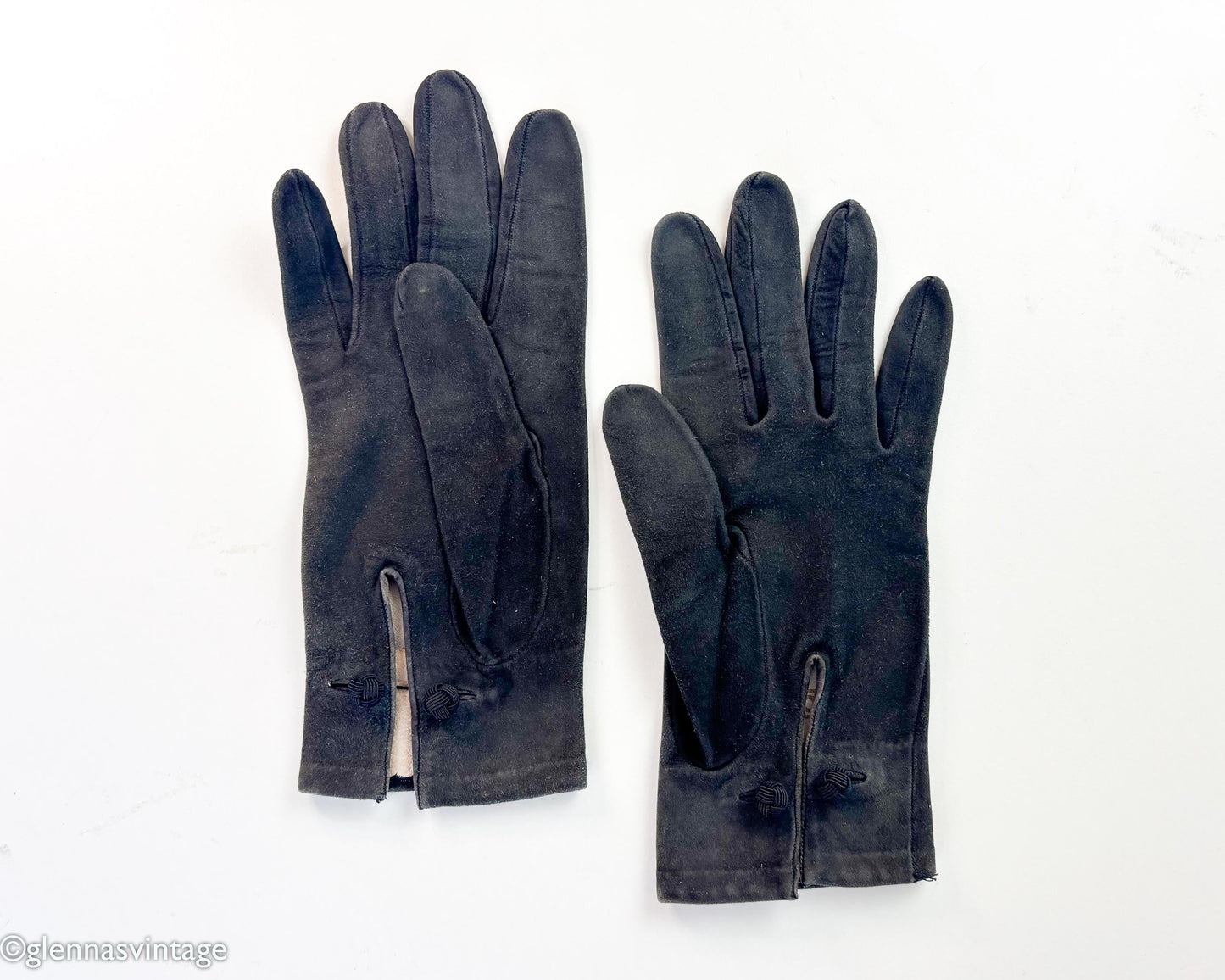 Hermès Black Suede Gloves, Size 7