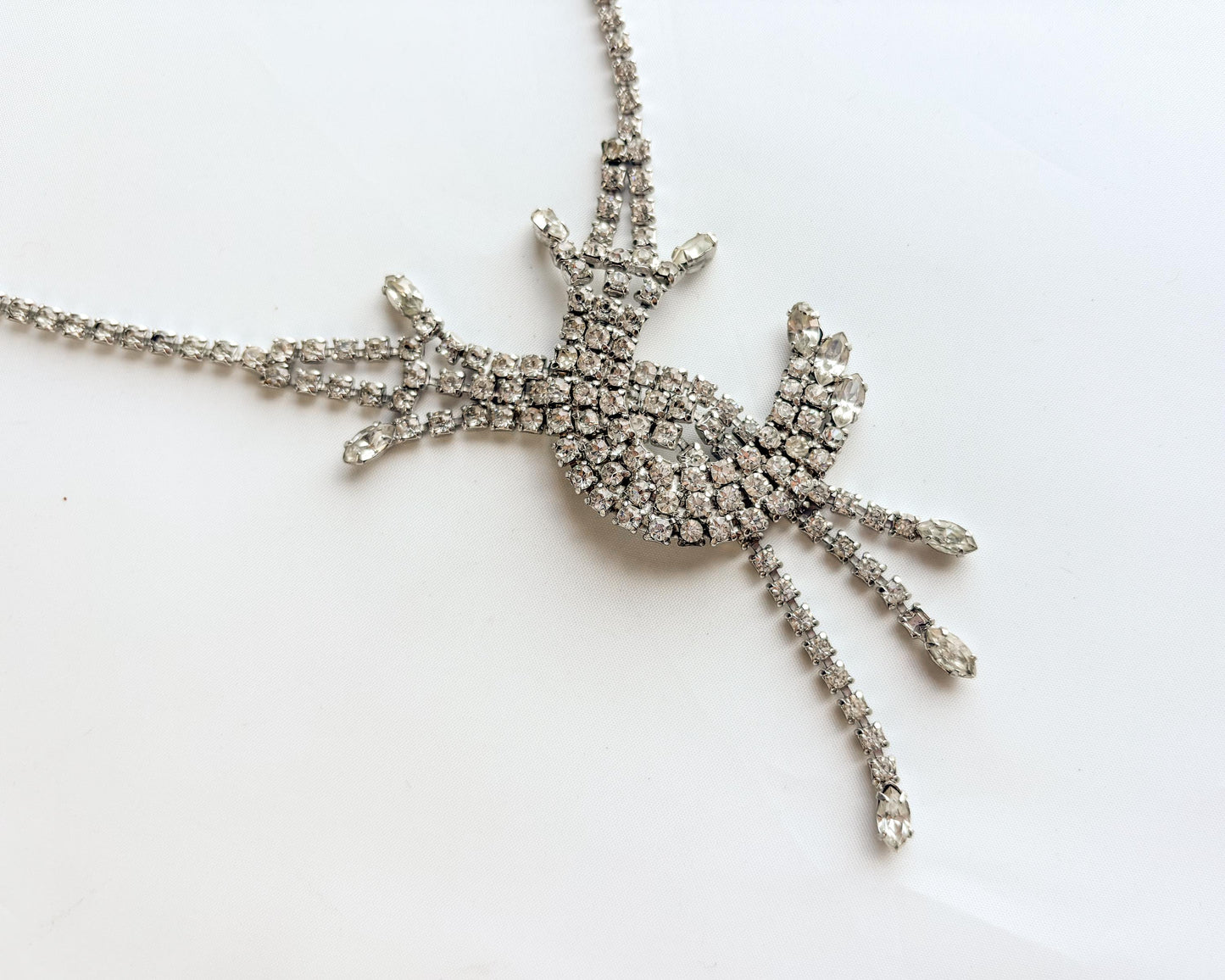 1940s Rhinestone Necklace | Starburst Rhinestone Pendant