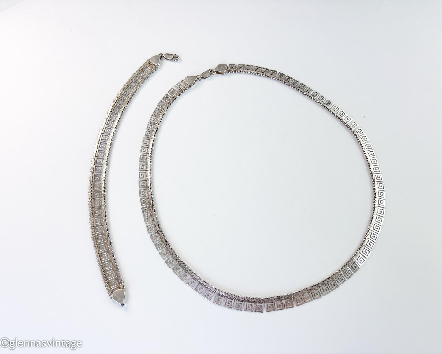 Greek Key Sterling Silver Necklace & Bracelet JewelrySet | Meander Jewelry