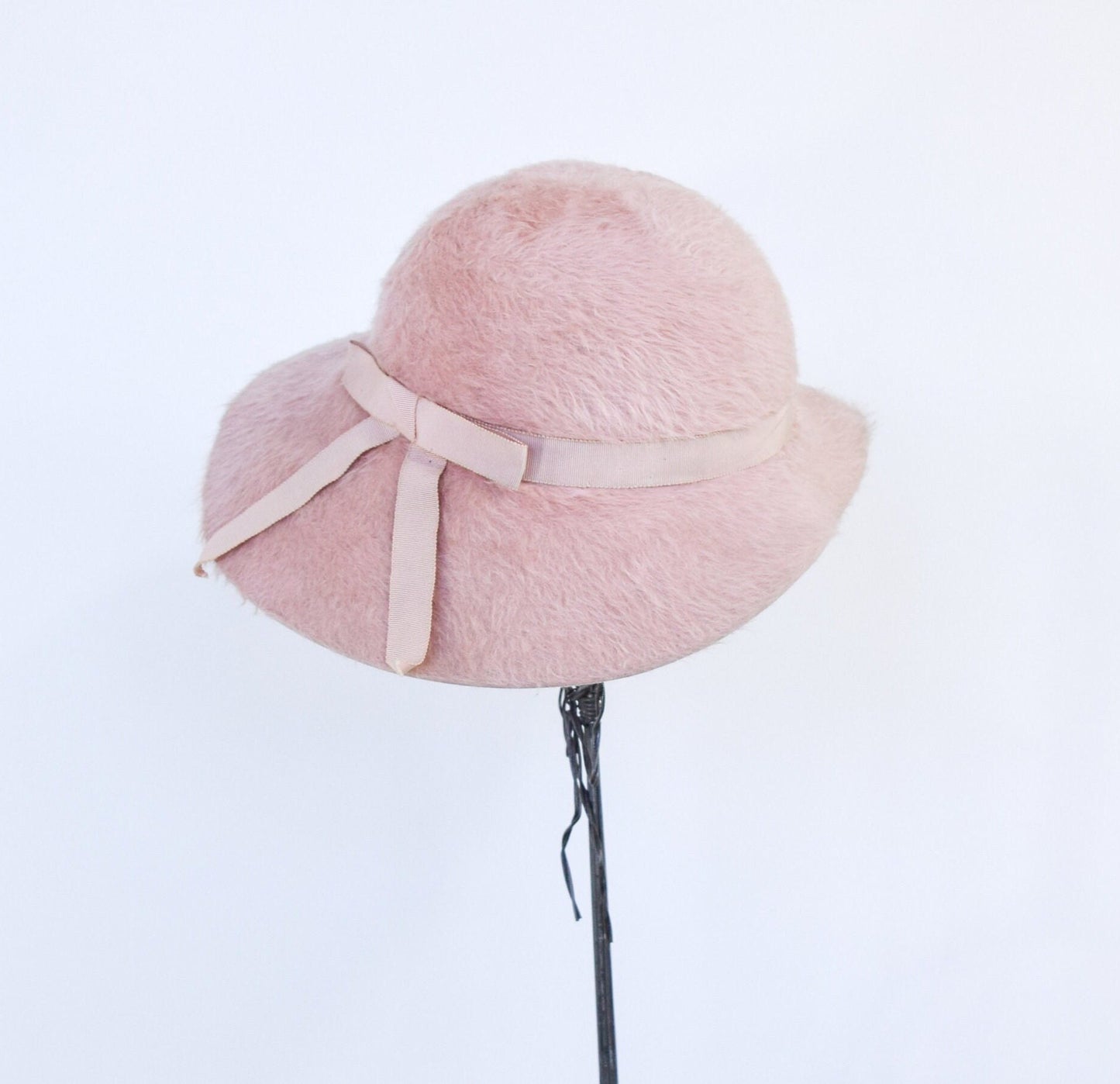 1950s Vintage Pink Mohair Hat by Neiman Marcus