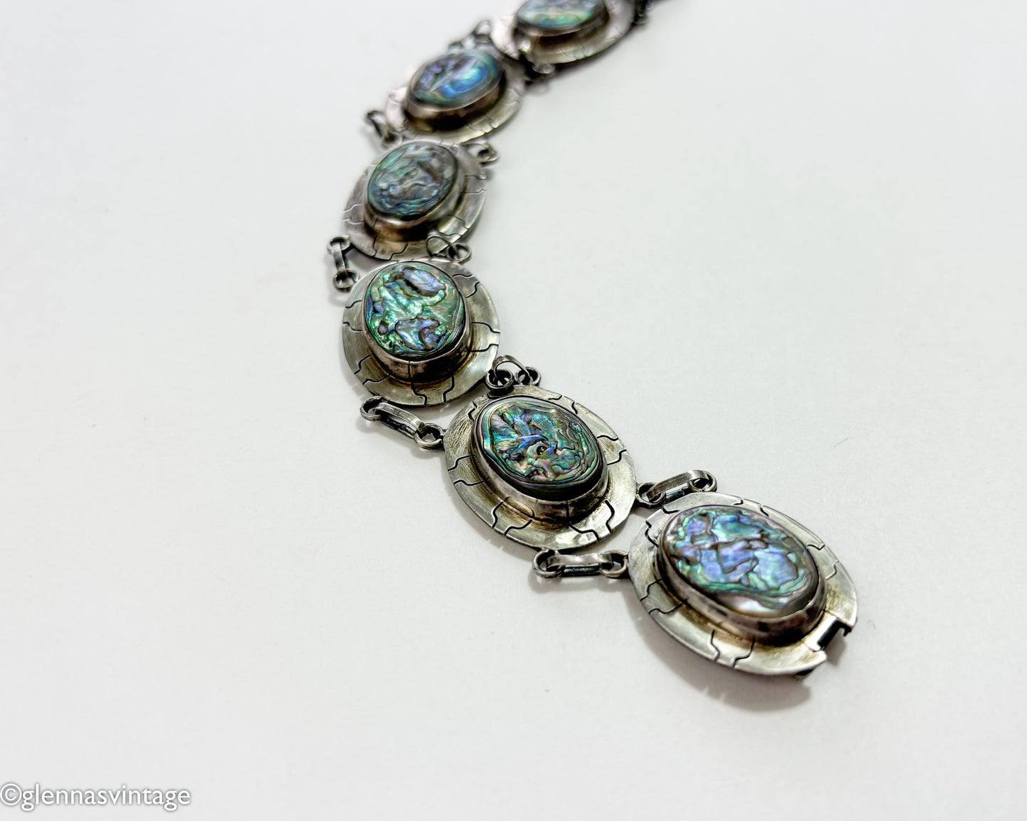1950s Mexican Sterling Silver Abalone Bracelet