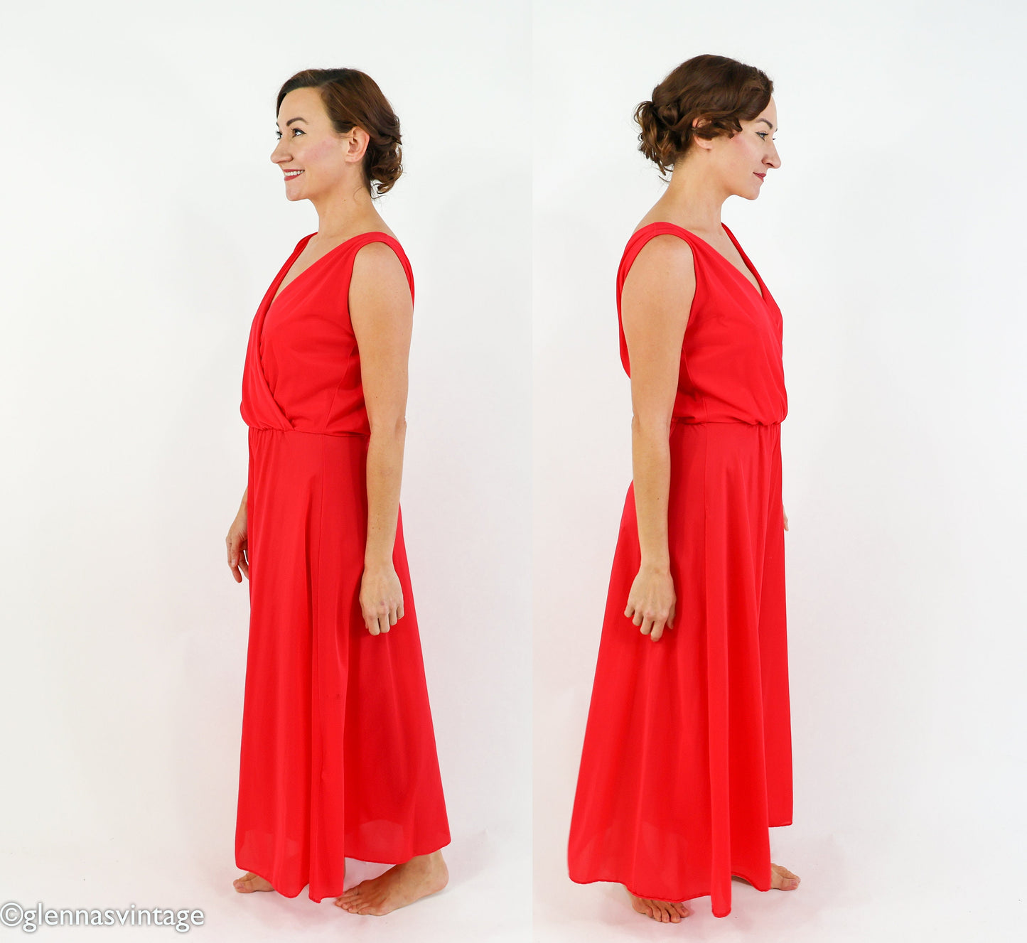 1970s Red Nylon Jumpsuit | 70s Red Loungewear | Jer Marai | Medium