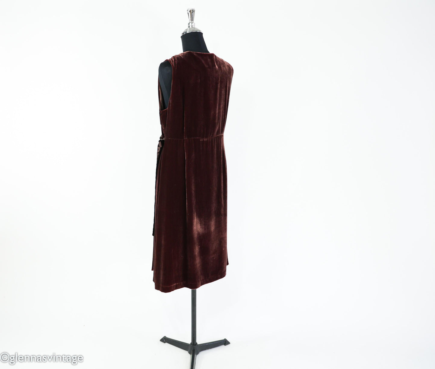 2000s Chocolate Brown Velvet Wrap Dress, Large