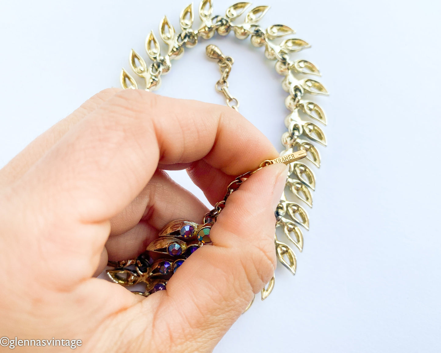 Kramer | 1950s Rhinestone Necklace | 50s Aurora Borealis Necklace | Kramer