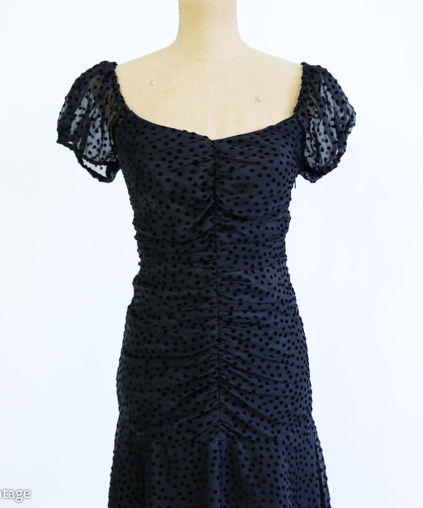 Betsey Johnson 1990s Black Polka Dot Party Dress, Small