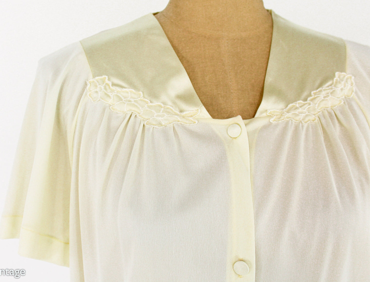 1950s Yellow Nylon Pajama Set | 50s Yellow Pajamas | Vanity Fair | Small