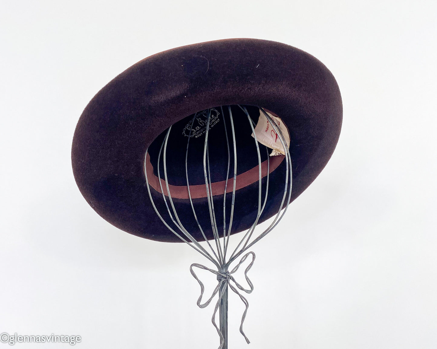 1950s Brown Wool Velour Saucer Hat