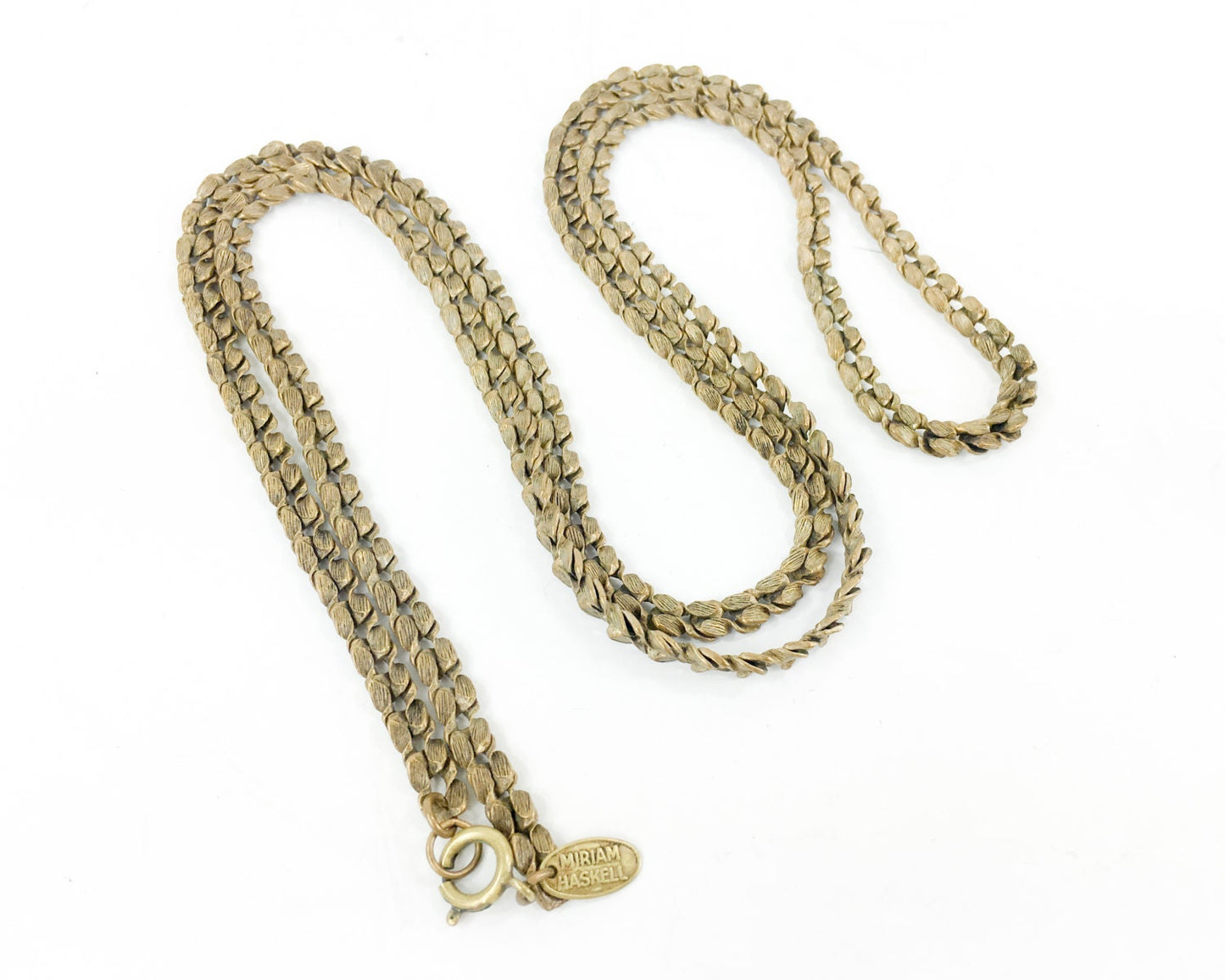 Miriam Haskell 1940s Bronze Rope Chain Necklace | 36" Vintage Jewelry
