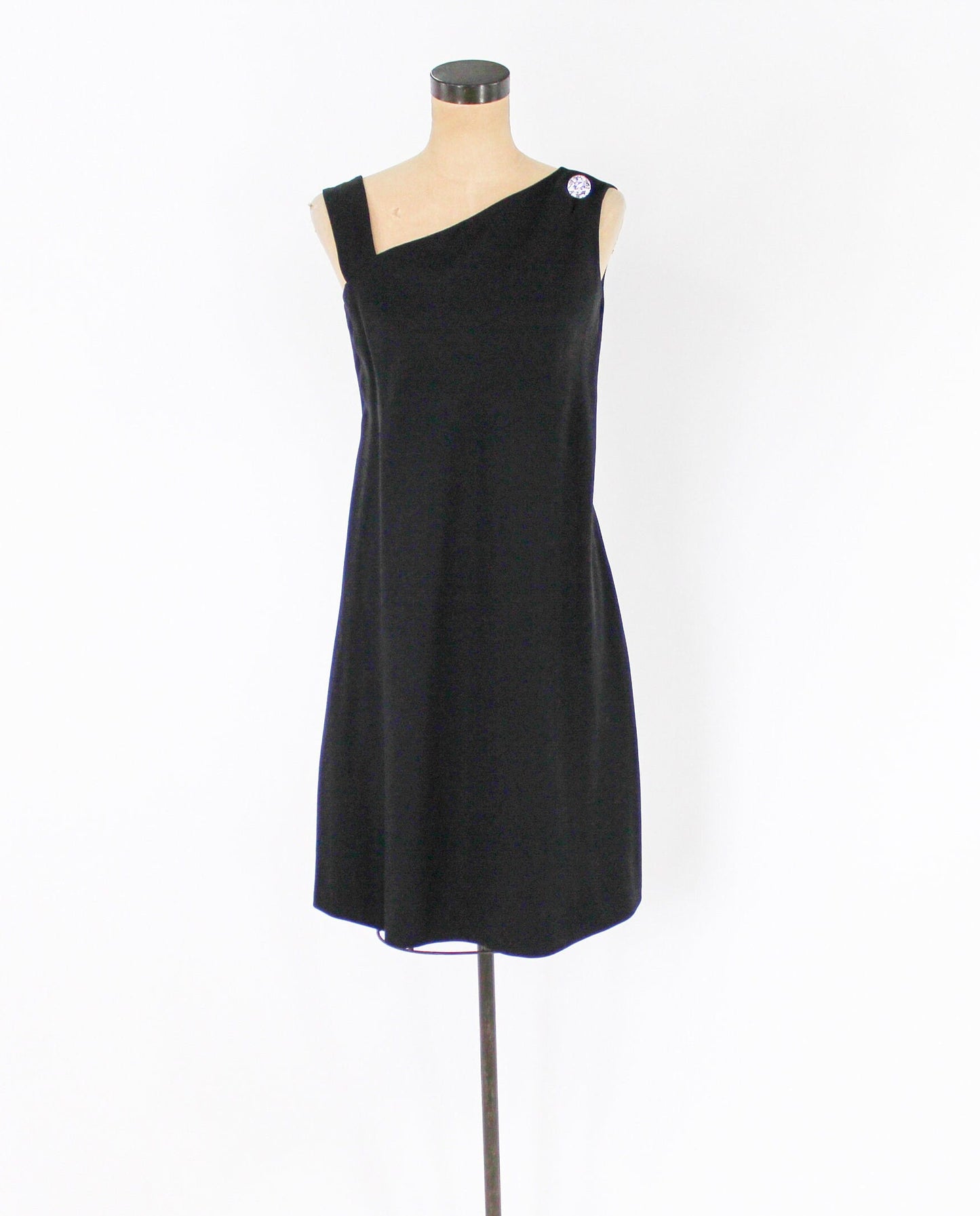 1960s Black Silk Cocktail Dress | 60s Black Sleeveless Dress | Jackie O | Larry Aldrich | Medium