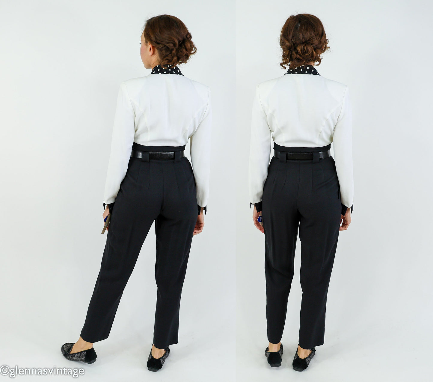 1980s  Black & White Jumpsuit, Small