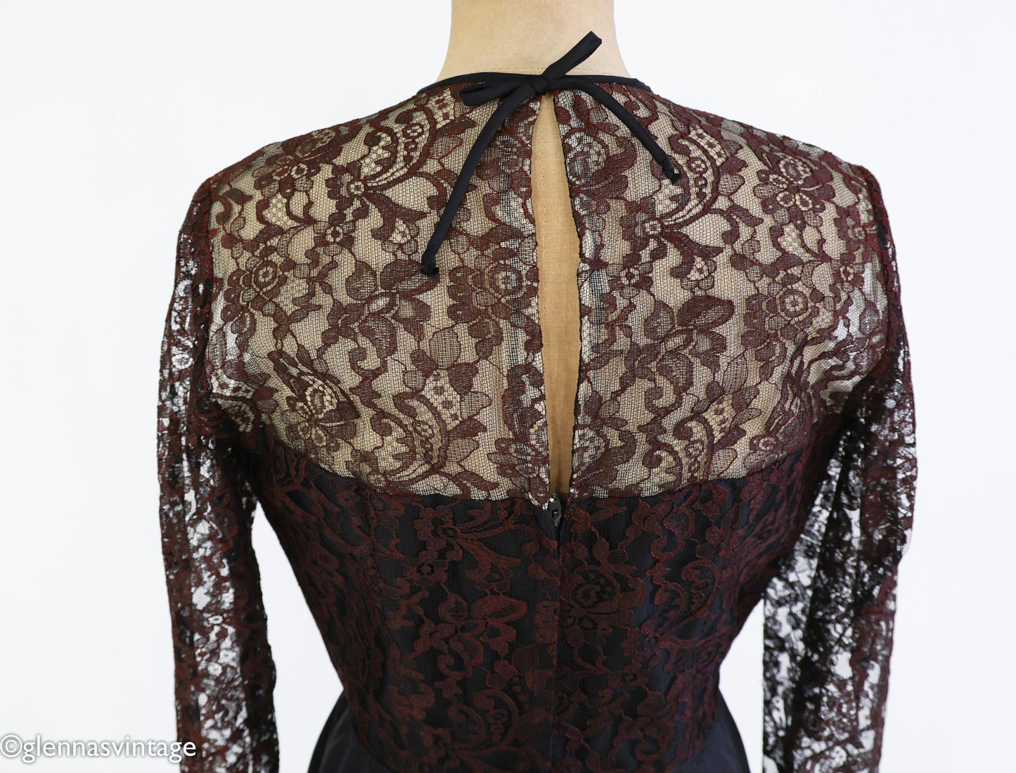 1950s Black Lace Cocktail Party Dress, Medium