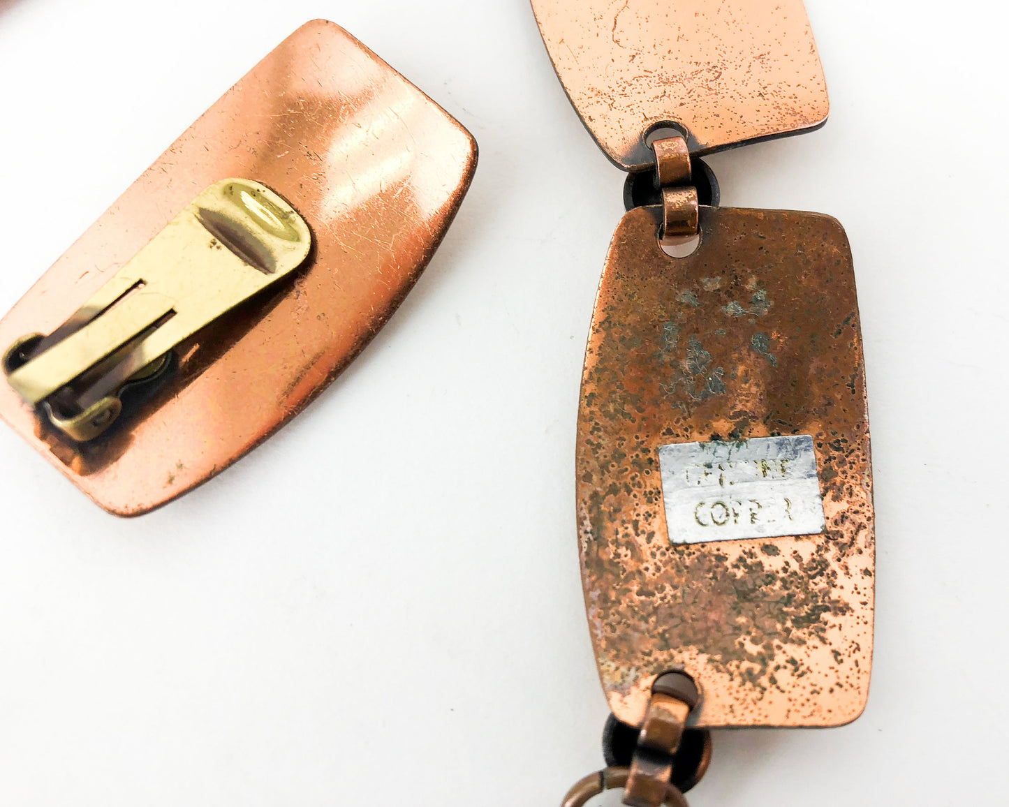 1950s Copper Necklace & Earrings Jewelry Set