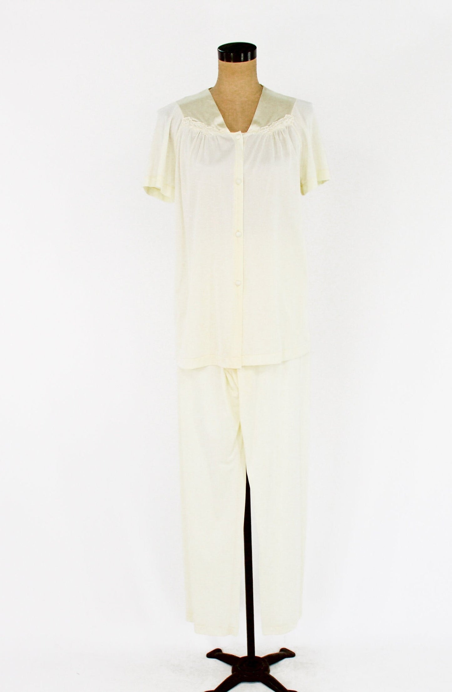 1950s Yellow Nylon Pajama Set, Vanity Fair, Small